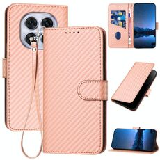 Per Redmi Note 14 Pro 4G YX0070 Custodia in pelle con fibbia in fibra di carbonio e cordino (rosa)