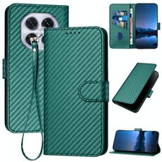 Per Redmi Note 14 Pro 4G YX0070 Custodia in pelle con fibbia in fibra di carbonio e cordino (verde scuro)