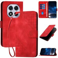 Custodia in pelle con motivo a farfalla in rilievo per Redmi Note 14 Pro 4G YX0080 con cordino (rosso)