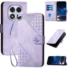 Custodia in pelle con motivo a farfalla in rilievo per Redmi Note 14 Pro 4G YX0080 con cordino (viola chiaro)