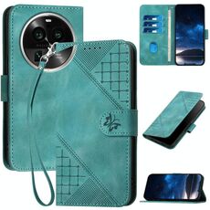 Per OPPO Find X6 Pro Custodia in pelle con motivo a farfalla in rilievo con cordino (azzurro chiaro)