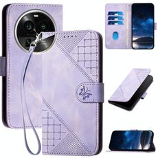 Per OPPO Find X6 Pro Custodia in pelle con motivo a farfalla in rilievo con cordino (viola chiaro)