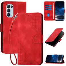Per OPPO Reno5 4G / 5G / Find X3 Lite Custodia in pelle con motivo a farfalla in rilievo con cordino (rosso)