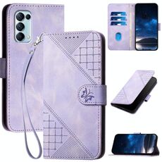 Per OPPO Reno5 4G / 5G / Find X3 Lite Custodia in pelle con motivo a farfalla in rilievo con cordino (viola chiaro)