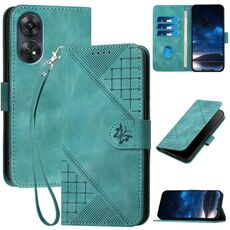 Per OPPO Reno8 T 4G Custodia in pelle con motivo a farfalla in rilievo con cordino (azzurro chiaro)