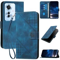 Per OPPO Reno11 F / F25 Pro Custodia in pelle con motivo a farfalla in rilievo con cordino (blu scuro)