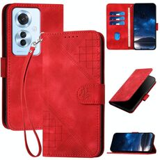 Per OPPO Reno11 F / F25 Pro Custodia in pelle con motivo a farfalla in rilievo con cordino (rosso)