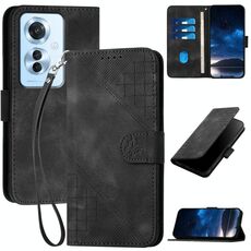 Per OPPO Reno11 F / F25 Pro Custodia in pelle con motivo a farfalla in rilievo con cordino (nero)