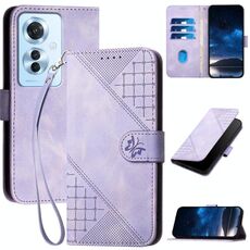 Per OPPO Reno11 F / F25 Pro Custodia in pelle con motivo a farfalla in rilievo con cordino (viola chiaro)