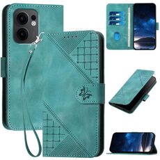 Per OPPO Reno13 F 4G / 5G Custodia in pelle con motivo a farfalla in rilievo con cordino (azzurro chiaro)