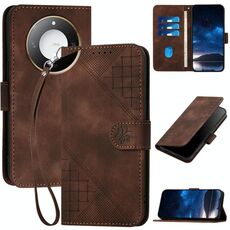 Per Honor X60 / X9c Smart Grid Butterfly Embossed Pattern Custodia in pelle per telefono con cordino (caffè)