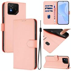 Per Asus ROG Phone 9 / 9 Pro Custodia in pelle tinta unita con cordino (rosa)