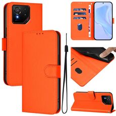 Per Asus ROG Phone 9 / 9 Pro Custodia in pelle tinta unita con cordino (arancione)