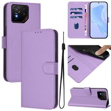 Per Asus ROG Phone 9 / 9 Pro Custodia in pelle tinta unita con cordino (viola lavanda)