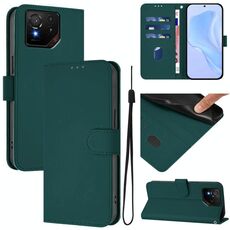 Per Asus ROG Phone 9 / 9 Pro Custodia in pelle tinta unita con cordino (verde scuro)
