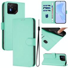 Per Asus ROG Phone 9 / 9 Pro Custodia in pelle tinta unita con cordino (verde menta)