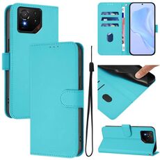 Per Asus ROG Phone 9 / 9 Pro Custodia in pelle tinta unita con cordino (Lake Blue)