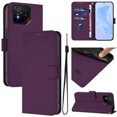 Per Asus ROG Phone 9 / 9 Pro Custodia in pelle tinta unita con cordino (viola)