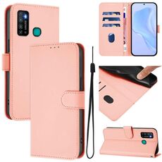 Per Tecno Camon 15 Custodia in pelle tinta unita con cordino (rosa)