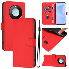 Custodia per telefono in pelle tinta unita Smart Global Skin Feel per Honor X9c con cordino (rosso)