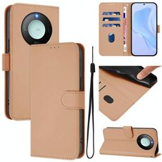 Custodia per telefono in pelle tinta unita Smart Global Skin Feel per Honor X9c con cordino (nudo)