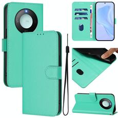 Custodia per telefono in pelle tinta unita Smart Global Skin Feel per Honor X9c con cordino (verde)