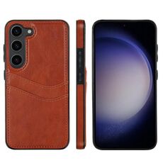 Per Samsung Galaxy S23+ 5G Custodia per telefono in pelle Litchi con slot per schede (marrone)