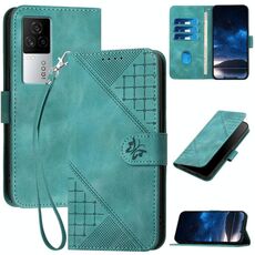 Per vivo iQOO 7 India / iQOO Neo5 Grid Butterfly Custodia in pelle con motivo in rilievo e cordino (azzurro chiaro)