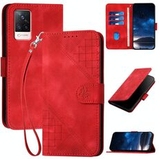 Per vivo S9 Grid Butterfly Custodia in pelle con motivo in rilievo e cordino (rosso)