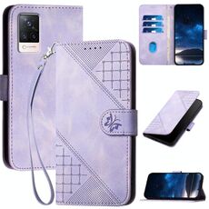 Per vivo S9 Grid Butterfly Custodia in pelle con motivo in rilievo e cordino (viola chiaro)