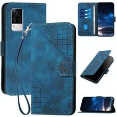 Per vivo S9e Custodia in pelle con motivo a farfalla in rilievo con cordino (blu scuro)