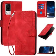 Per vivo S9e Custodia in pelle con motivo a farfalla in rilievo con cordino (rosso)