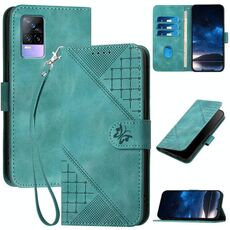 Per vivo V21e 4G / Y73 2021 Custodia in pelle con motivo a farfalla in rilievo con cordino (azzurro chiaro)