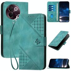 Per vivo V30e Custodia in pelle con motivo a farfalla in rilievo con cordino (azzurro chiaro)