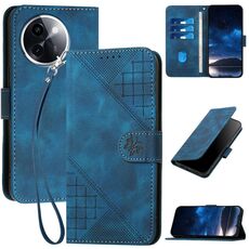Per vivo Y200i Custodia in pelle con motivo a farfalla in rilievo con cordino (blu scuro)