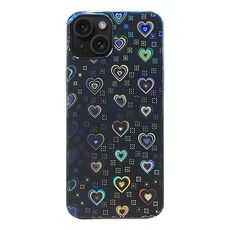 Per iPhone 13 Pellicola adesiva trasparente colorata per telefono con pellicola laterale (cuori)