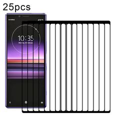Per Sony Xperia 1 25 pezzi Pellicola in vetro temperato per schermo intero in alluminio ad alta stampa serigrafica