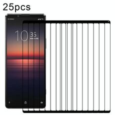Per Sony Xperia 1 II 25 pezzi Pellicola in vetro temperato per schermo intero in alluminio ad alta stampa serigrafica