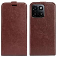 Custodia per telefono in pelle con flip verticale singolo per Honor 200 Smart R64 (marrone)