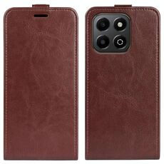 Custodia per telefono in pelle con flip verticale singolo per Honor X6b R64 Texture (marrone)