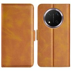 Custodia per telefono in pelle con chiusura magnetica orizzontale a doppio lato per Honor X9c (giallo)