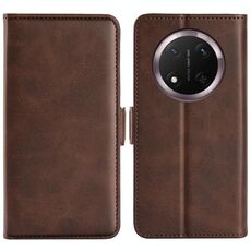 Custodia per telefono in pelle con chiusura magnetica orizzontale a doppio lato per Honor X9c (marrone)