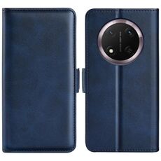 Custodia per telefono in pelle con chiusura magnetica orizzontale a doppio lato per Honor X9c (blu scuro)