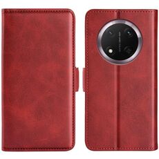 Custodia per telefono in pelle con chiusura magnetica orizzontale a doppio lato per Honor X9c (rosso)