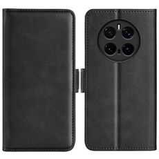 Custodia per telefono in pelle con chiusura magnetica orizzontale a doppio lato per Honor Magic7 Pro (nera)
