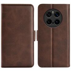 Custodia per telefono in pelle con chiusura magnetica orizzontale a doppio lato per Honor Magic7 Pro (marrone)
