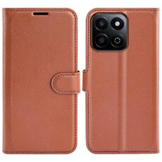 Custodia per telefono in pelle con flip orizzontale Smart Litchi Texture per Honor 200 con supporto (marrone)