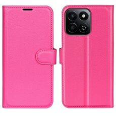 Custodia per telefono in pelle con flip orizzontale Smart Litchi Texture per Honor 200 con supporto (rosso rosa)