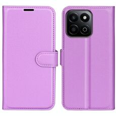 Custodia per telefono in pelle con flip orizzontale Smart Litchi Texture per Honor 200 con supporto (viola)