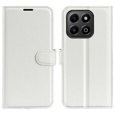 Custodia per telefono in pelle con supporto orizzontale a flip Litchi Texture per Honor X6b (bianco)
